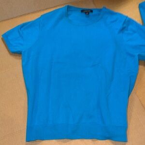 Lands’ End Woman’s Bright Blue Crewneck Sweater Set